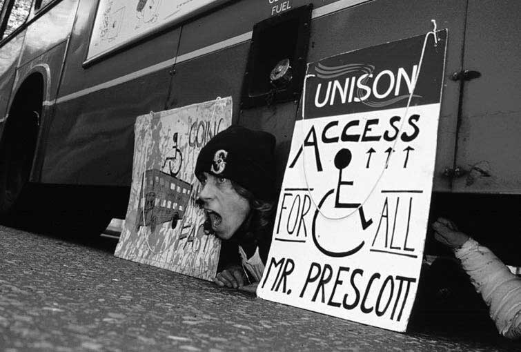 Disabled activists protest transport 'apartheid'.